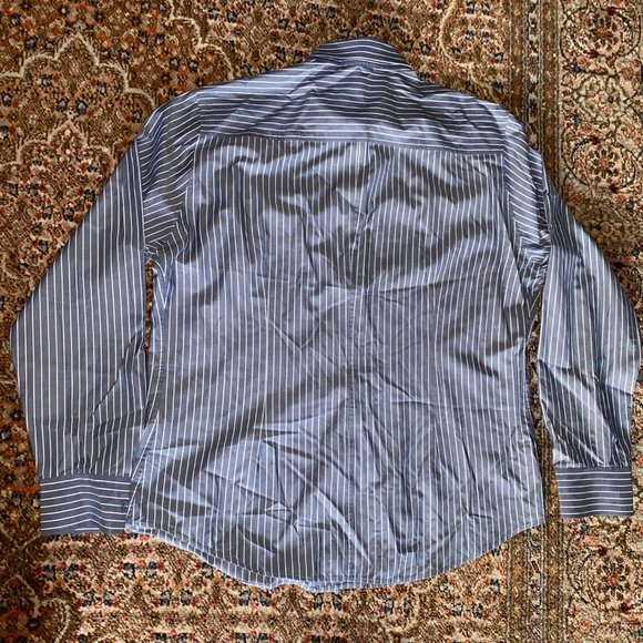 French Connection Mens X-Large Blue Striped Long Sleeve Shirt - Picture 3 of 12